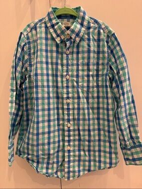 Crewcuts Teal and Blue Plaid Button-Down Shirt